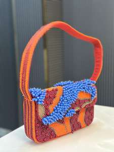 Bolso Rectangular de Poliéster Bordado a Mano con Cuentas de Vidrio, Diseño de Mariposas Coloridas, Artesanía Textil Lavable, ALI FASHION ART - Product Image 4