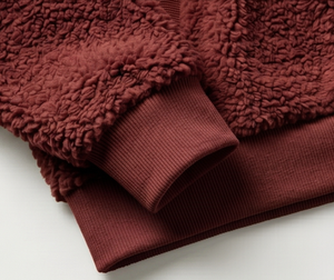 Sweat-shirt à capuche en polaire bordeaux pour homme, coupe classique, couleur unie, vêtement d'hiver décontracté, tricoté, anti-boulochage, style pull - Product Image 3