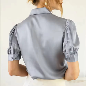 Blusa Básica de Satén de Seda para Mujer, Top de Punto de Manga Larga para Oficina, Camisa de Talla Grande para Dama - Product Image 4