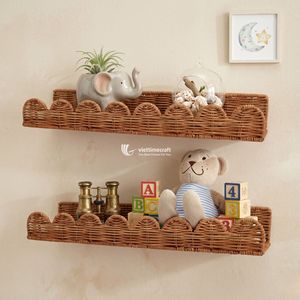 Estante de Pared de Ratán, Estilo Bohemio, Rectangular, Fibra Natural, Decoración del Hogar, Sala de Estar, Tema Natural, Pieza Única - Product Image 4