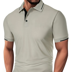 Polo à manches courtes pour homme, décontracté, boutonné, en tissu tricoté léger et respirant, tenue décontractée idéale, t-shirt décontracté - Product Image 1