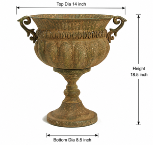 Tradition 18.5''Metal Urn Planters Bronze Antique Iron Plant Pots Decorative Rustic Flower Pots Indoor/Outdoor for all season - Product Image 5