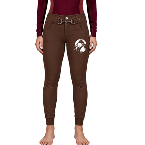 Pantalon d'équitation marron chocolat pour femme, taille haute, extensible, avec passants de ceinture, pour la compétition et l'entraînement, vêtement de sport - Product Image 1