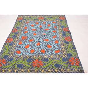 Handmade Kantha Suzani <b>Quilt</b> Vintage Cotton Floral Bedspread Boho Indian <b>Throw</b> Blanket Bedding Decor Eco-Friendly Washable Home - Product Image 2