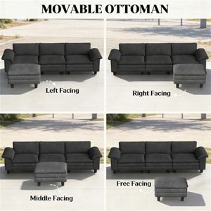 Divano a L Segmentato Grigio Scuro per Soggiorno - Product Image 3