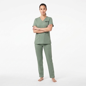 Tenue médicale en gros pour femmes : Blouse à col en V et manches courtes, uniforme de travail personnalisé pour le secteur de la santé, tenue d'infirmière - Product Image 3