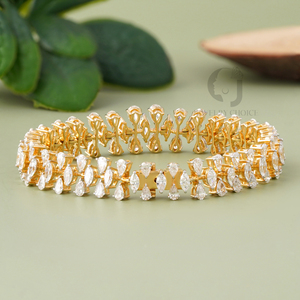 Elegant 14K Yellow Gold Tennis <b>Bracelet</b> with 2.58 Carat Marquise Pear Lab Grown Diamonds IGI Certified Fine Jewelry Accessory - Product Image 3