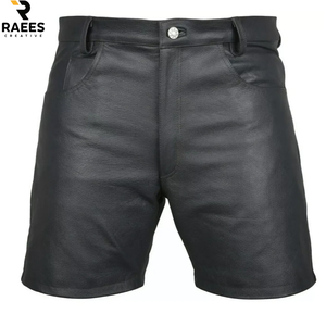 New Genuine <b>Leather</b> Knee Length <b>Shorts</b> for Men Solid Casual Slim Fit High Quality Quick Dry Breathable - Product Image 1