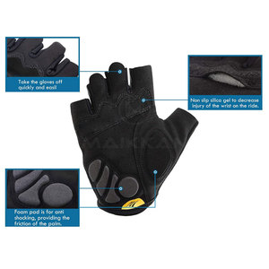 Guantes de Ciclismo de Medio Dedo, Negros y Azules, de Poliéster Transpirable, con Cierre de Velcro, Unisex, para Verano - Product Image 5