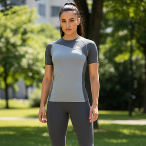 T-shirt de compression sublimé à motifs inaltérables, vêtement de sport haute performance en Spandex, coupe ajustée pour la musculation - Product Image 6