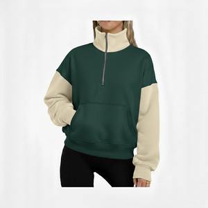Sudadera extragrande de forro polar con cuello simulado para mujer, estilo casual y holgado, ideal para invierno y streetwear. - Product Image 3