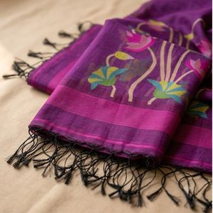 Conjunto de Traje Bordado de Seda Satén Jamdani Tejido a Mano, Antiarrugas, para Ocasiones Casuales y Formales de Verano - Product Image 5