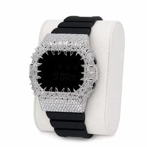 Luxury Digital <b>Watch</b> Square Case Rhinestone Accents Rubber Band Unisex - Product Image 4