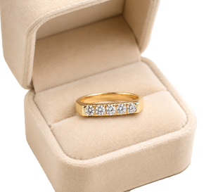 Anillo de Oro Sólido de 10K, 14K, 18K al por Mayor con Diamante Cultivado en Laboratorio de Corte Redondo, Anillo de Sello, Anillo de Boda, Anillo de Cinco Diamantes, Anillo Apilable de Oro - Product Image 6