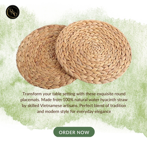 Farmhouse Style <b>Round</b> Water Hyacinth Eco-Friendly <b>Placemat</b> Natural Table Decor - Product Image 6