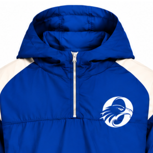 Mens Royal Blue Colorblock Nylon <b>Hoodie</b> Shorts Set Lightweight Quarter Zip Athletic Fitness Training <b>Running</b> Casual Outfit - Product Image 3