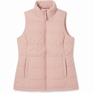 <b>Women's</b> <b>Pink</b> Sleeveless Puffer <b>Vest</b> With Zipper Stand Collar Windproof Casual Outerwear <b>Vest</b> for <b>Women</b> Fashionwear Premium <b>Vest</b> - Product Image 5
