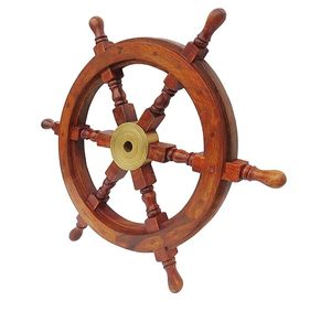 Luxury <b>Wooden</b> Ship Steering Wheel Wall Decor Nautical Helm Wall Art <b>Rustic</b> Coastal Marine Home Decoration for Living Room Office - Product Image 1