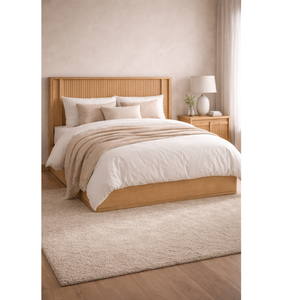 Nordic Wooden Platform <b>Bed</b> <b>Frame</b> Solid Wood Bedroom Furniture With Slatted Base OEM ODM Custom Design Service - Product Image 1