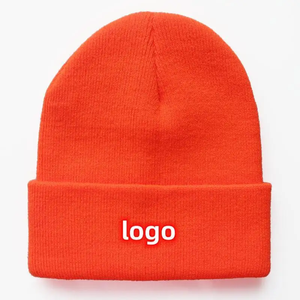 Bonnet en tricot unisexe uni 100% acrylique avec revers, bonnet d'hiver avec logo personnalisé, style décontracté pour adultes, taille 56-58 cm - Product Image 1