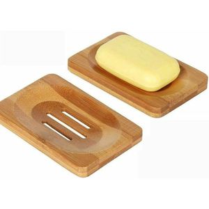 Modern Style Bamboo Bathroom Soap Dish Tray Holder with Wooden Lid Drain Case for Convenient Organization - Product Image 2