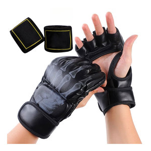 Ensemble de 4 pièces : 1 paire de gants de boxe mi-doigts + 2 bandages de boxe, gants mi-doigts portables, entraînement de fitness de boxe unisexe - Product Image 2