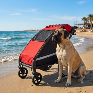 Remorque de vélo pour animaux de compagnie KS-6200, poussette pour chien, pliable, cadre en alliage d'aluminium, tissu résistant à l'eau 600D, aventures en plein air - Product Image 1