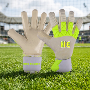 Gants de gardien de but de football en néoprène blanc sur mesure avec sangle élastique en latex gaufré allemand de 4 mm, découpe hybride, injection de caoutchouc - Product Image 5