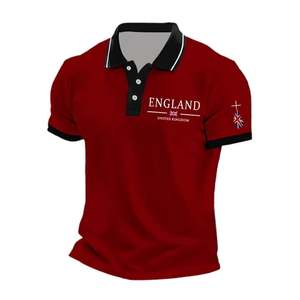 Chemise à manches courtes blanche pour homme d'Angleterre, logo imprimé sur le devant, jersey respirant, coupe classique, chemises de golf 180g - Product Image 3