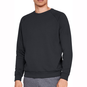 Sweat-shirt col rond noir uni 100% coton tricoté à manches longues coupe classique respirant pour l'automne - Product Image 2