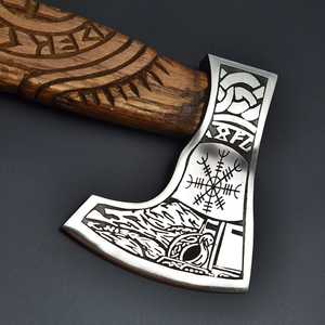 Engraved Tomahawks Premium Handmade Industrial Grade Hand Forged Steel Head Wood Handle Bushcraft OEM ODM Wholesale 6 Months - Product Image 3
