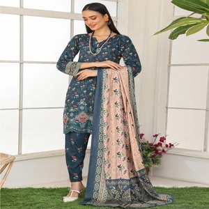 Bin Hameed Ladies 3 piezas bordado Salwar Kameez Super Whole Seller vestido de lino indio pakistaní para niñas - Product Image 4