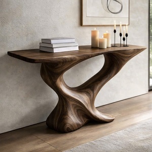 Table console en bois faite à la main, table console de luxe, design en bois courbé artistique pour l'entrée d'hôtel, le couloir, le salon, la décoration de la maison - Product Image 4
