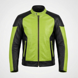 Veste en cuir pour homme de haute qualité, nouvelle mode, à carreaux/uni, streetwear, coupe-vent, respirante, manches longues, fermeture éclair lisse, hiver - Product Image 1