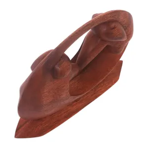 Statue abstraite moderne en bois faite à la main, sculpture artistique artisanale, décoration pour la maison, le bureau ou les étagères - Product Image 5