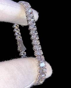 Moissanite Tennis <b>Bracelet</b> Brilliant Cut VVS Gold Plated <b>Silver</b> Anniversary Gift Her Dainty Claw Setting Trendy Wedding - Product Image 5