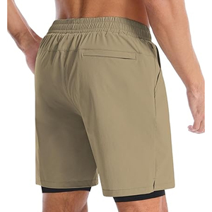 Shorts de sport 2 en 1 pour hommes, avec doublure de compression, pour la course et le fitness, avec poche pour téléphone, fabricant OEM - Product Image 6