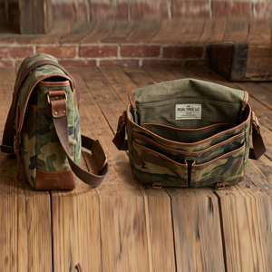 Sac bandoulière vintage en toile Regal Three Llc avec fermeture à rabat, motif camouflage, utilisation toutes saisons, sacs messager camouflage - Product Image 1