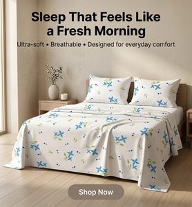 Wholesale <b>printed</b> 400TC Microfiber Wrinkle Resistant Flat & <b>Fitted</b> <b>Sheet</b> with Pillowcases Queen Size Bedding set for All-Season - Product Image 1