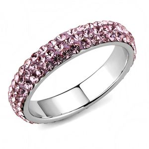 TK3543 High Polished Stainless Steel <b>Ring</b> with Top Grade Crystal Light Rose-Dishes & <b>Plates</b> - Product Image 1