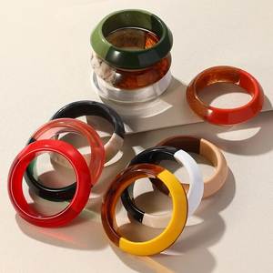 H a CRAFT Women's Handmade Colorful <b>Resin</b> Bangles with Carved Floral Design Classic Style for Party Occasions - Product Image 6