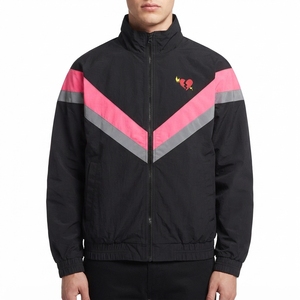 Custom Sorority Windbreaker <b>Jacket</b> Black <b>Pink</b> Chevron Embroidered Greek Letter Logo Full Zip Fraternity Apparel OEM ODM - Product Image 4