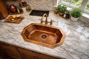 Lavabo de cobre premium: solución de lujo para baño, producto de interior de alta gama, lavabo de cobre artesanal, artículo decorativo. - Product Image 3