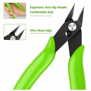 4.8 Inch Micro Flush <b>Cutters</b> Stainless Steel Wire Cutting Pliers Ribbed Non Slip Handle Jewelry Tool ZetomedPro - Product Image 5