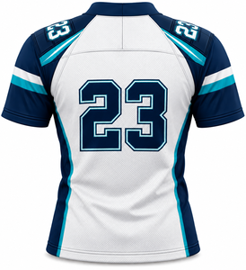 Jersey Personalizado de la Liga de Fútbol Americano para Hombre, Azul Marino con Franjas Verde Azulado en las Mangas, Ropa Deportiva Ligera para el Día del Partido, OEM - Product Image 2