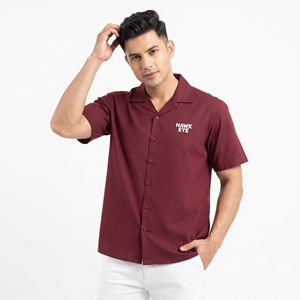 <b>Men</b> Boxy Fit Short Sleeve Camp Collar Cotton Casual Button Down <b>Shirt</b> Solid Color Cotton <b>Shirt</b> For <b>Men</b> - Product Image 1
