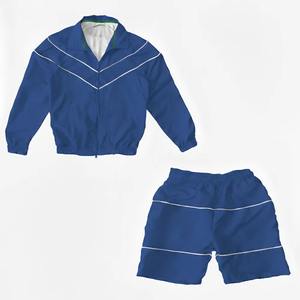 Conjunto Corto de Chaqueta y Pantalones Cortos de Nailon con Logotipo Personalizado para Hombre, Traje Deportivo Cortavientos con Cremallera, Diseño Sólido, Dos Piezas para Otoño - Product Image 3