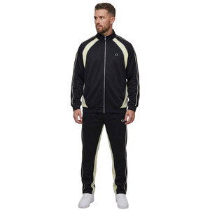 Sweat-shirt à col montant raglan de haute qualité avec passepoil personnalisé, en molleton épais, à panneaux de couleur, avec fermeture éclair, style vintage, pour jogging athlétique - Product Image 1