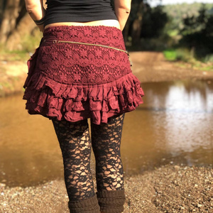 กระโปรงโบโฮระบายหลายชั้น ผ้าฝ้ายลูกไม้ กระโปรงมินิสำหรับงานเทศกาล ปรับได้ สไตล์แฟรี่คอร์ กระโปรงฤดูร้อน ราคาขายส่ง - Product Image 1