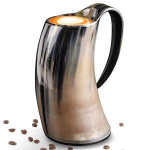Chope à bière artisanale en corne de buffle 20oz, style américain antique, sculptée avec poignée, article cadeau personnalisé - Product Image 5